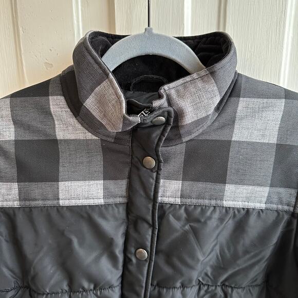 Eddie Bauer Puffer Jacket Coat Buffalo Plaid Trim - Picture 3 of 9